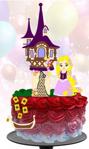 Kit com 5 arquivos de corte 03-RAPUNZEL TOPO DE BOLO CAMADAS
