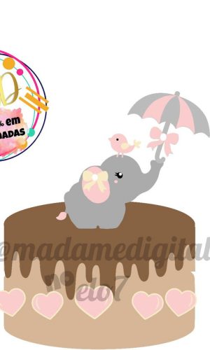 Kit com 5 arquivos de corte:04-ELEFANTE TOPO DE BOLO camadas