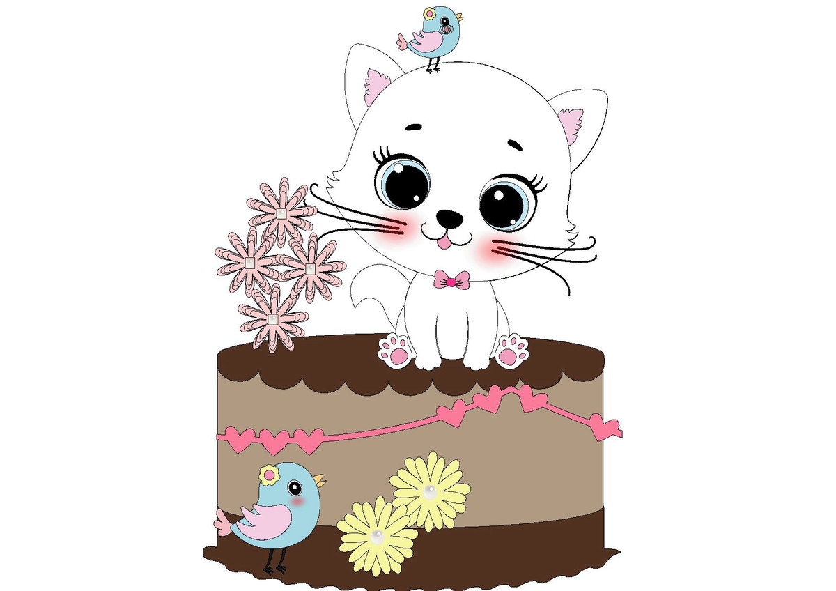 Kit com 5 arquivos de corte 05-GATINHO TOPO CAMADAS