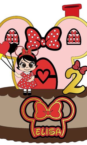 Kit com 5 arquivos de corte 07-MINNIE TOPO DE BOLO CAMADAS