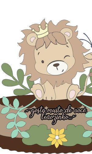 Kit com 5 arquivos de corte 08-LEÃO TOPO DE BOLO EM CAMADAS