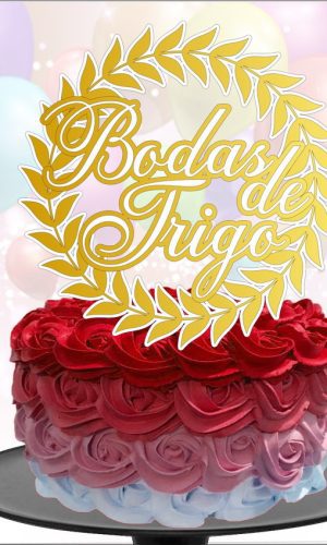 Kit com 5 arquivos de corte 09-BODAS DE TRIGO TOPO DE BOLO