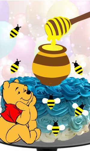 Kit com 5 arquivos de corte: 13-URSINHO POOH TOPO DE BOLO