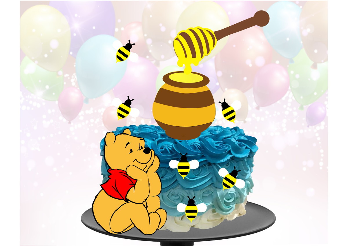 Kit com 5 arquivos de corte: 13-URSINHO POOH TOPO DE BOLO