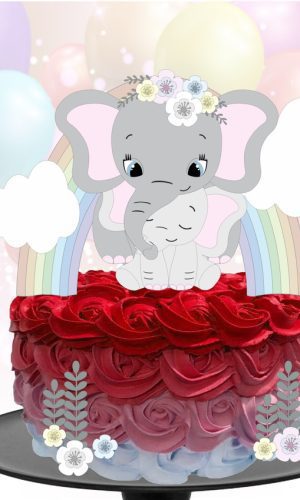 Kit com 5 arquivos de corte 14-ELEFANTE TOPO DE BOLO CAMADAS
