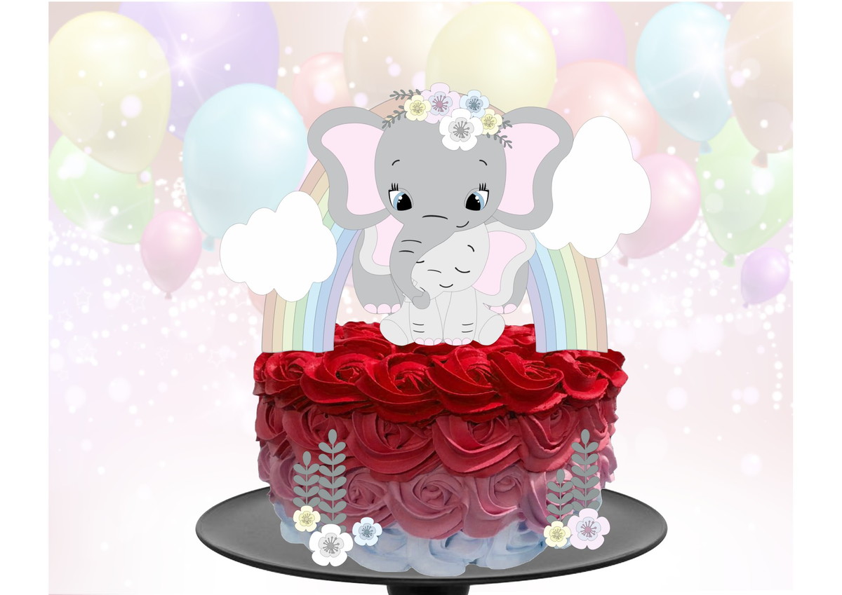 Kit com 5 arquivos de corte 14-ELEFANTE TOPO DE BOLO CAMADAS