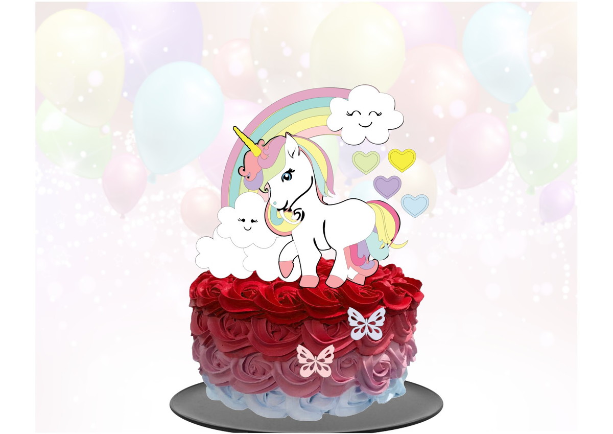 Kit com 5 arquivos de corte 15-UNICORNIO TOPO DE BOLO CAMADA