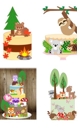 ARQUIVO DE CORTE 4 TOPO DE BOLO ANIMAIS DA FLORESTA/ BOSQUE