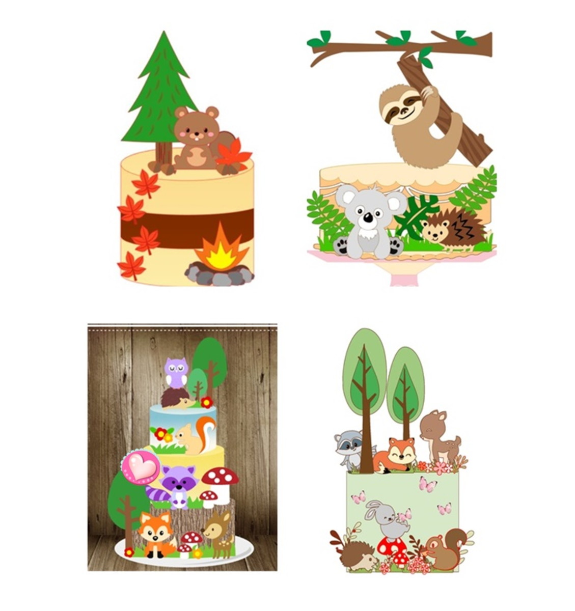 ARQUIVO DE CORTE 4 TOPO DE BOLO ANIMAIS DA FLORESTA/ BOSQUE