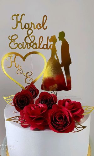 Arquivo de Corte Topo Casamento c/ Flores Vermelha