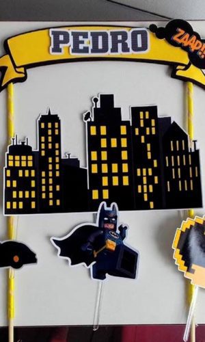 Arquivo de Corte Digital Topo de Bolo Batman Lego e Cone