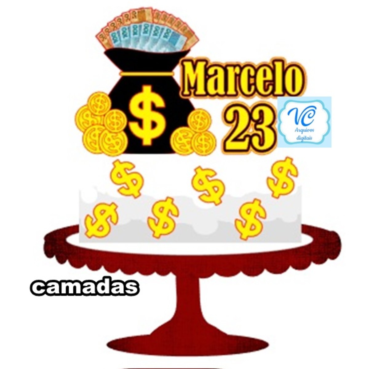 Arquivo de corte digital Topo de Bolo Dinheiro Money