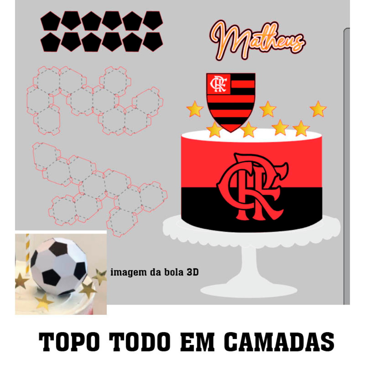 Arquivo De Corte Digital Topo De Bolo Flamengo 2 + Brinde