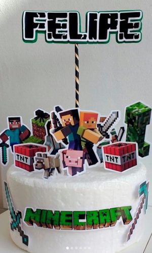 Arquivo de Corte Digital Topo de Bolo Minecraft + BRINDE
