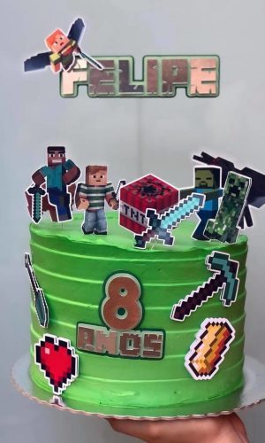 4 Arquivos de Corte Digital - Topo de Bolo Minecraft
