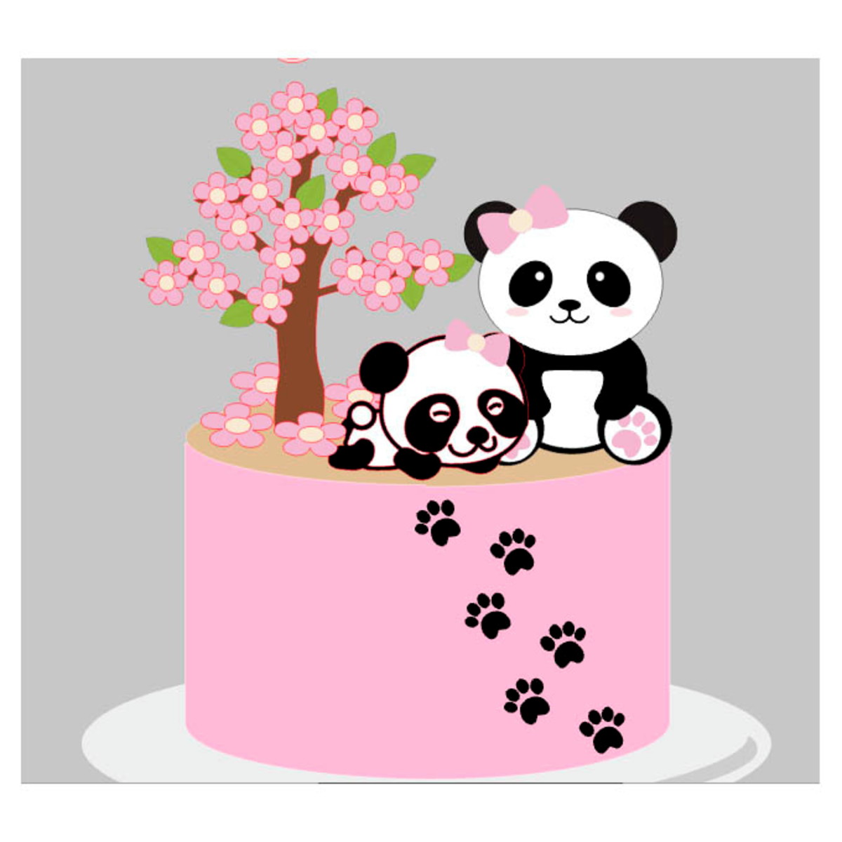 Arquivo de Corte Digital Topo de Bolo Panda 2 + BRINDE - Imagem 2