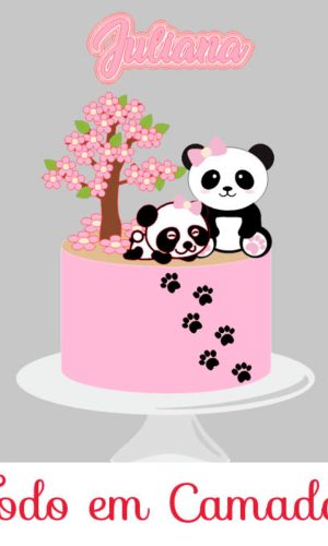 Arquivo de Corte Digital Topo de Bolo Panda 2 + BRINDE