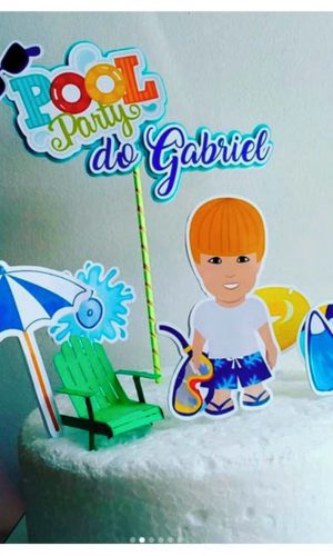 Arquivo de Corte Topo de Bolo e Kit Pool Party menino