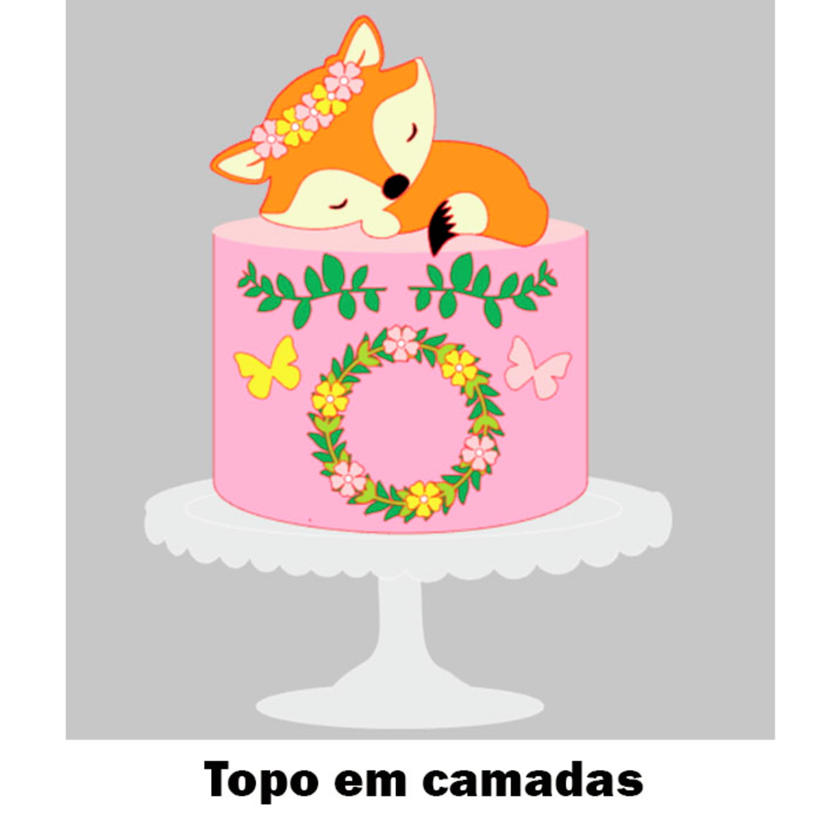 Arquivo de Corte Digital Topo de Bolo Raposinha 5 + BRINDE