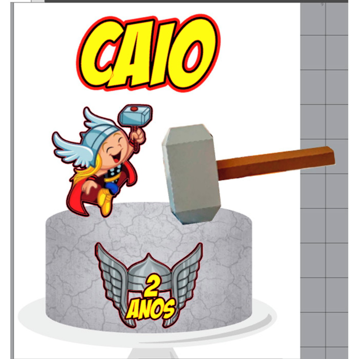 Arquivo de Corte Digital Topo de Bolo Thor + BRINDE - Imagem 3