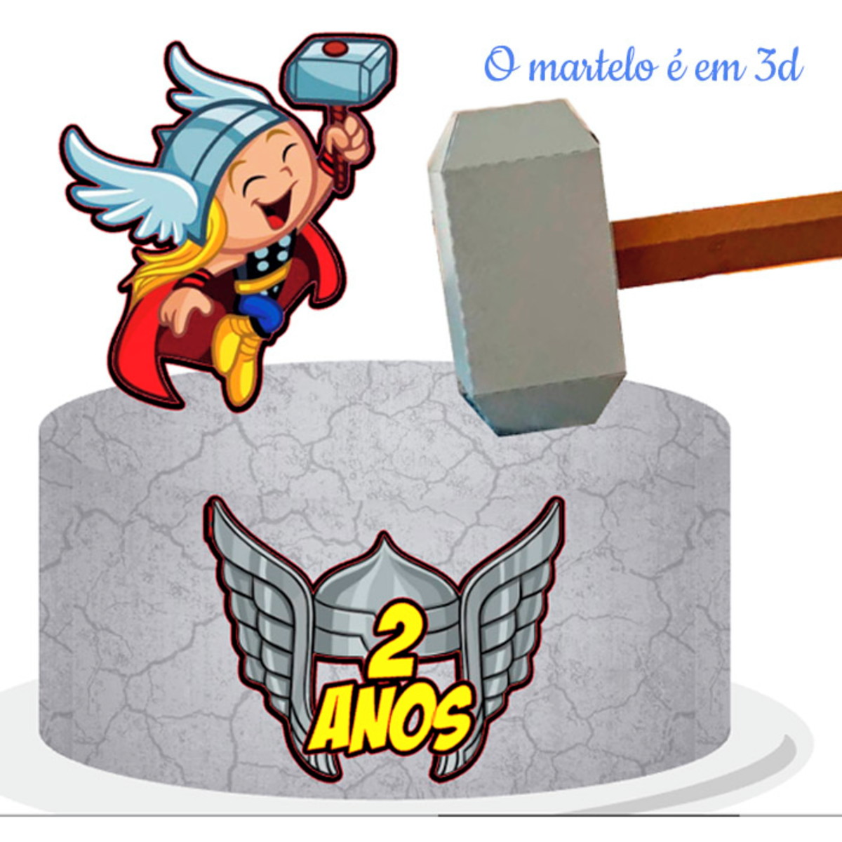 Arquivo de Corte Digital Topo de Bolo Thor + BRINDE - Imagem 2