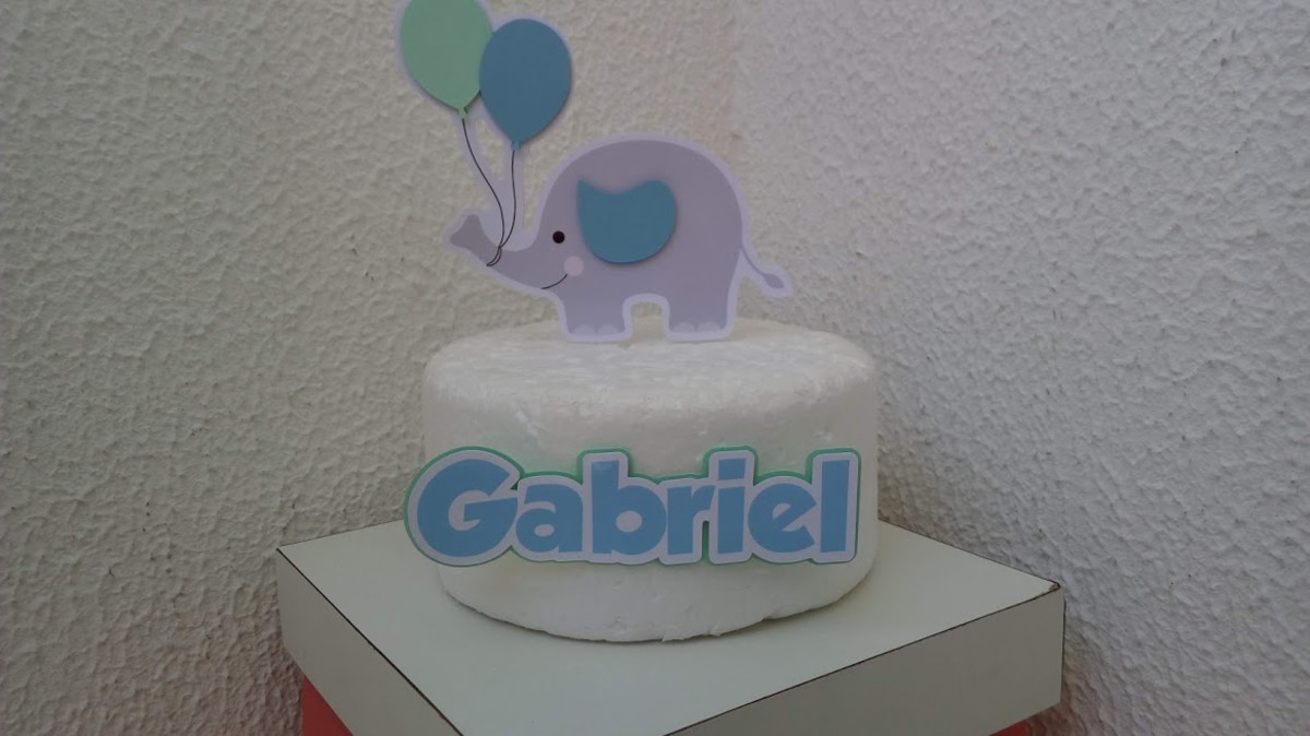 Arquivo de Corte digital Topo de Bolo Elefantinho + brindes