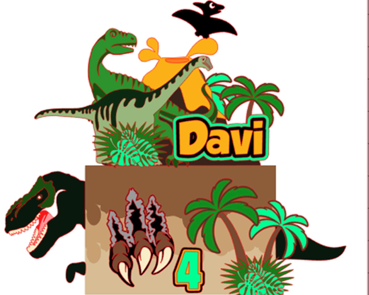Kit c/5 arquivos de corte: 08-DINOSSAURO TOPO DE BOLO CAMADA