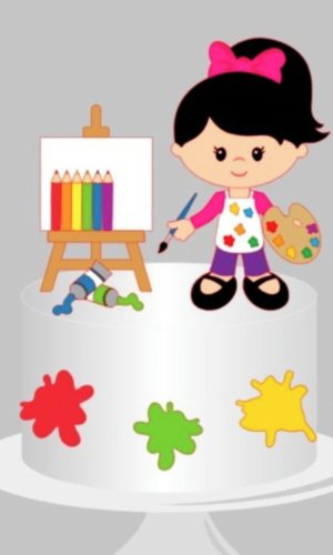 Arquivo De Corte Em Camadas Topo De Bolo Pintura Menina