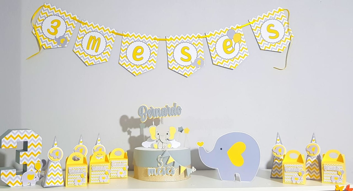 Arquivo de Corte Kit mesversário Elefante