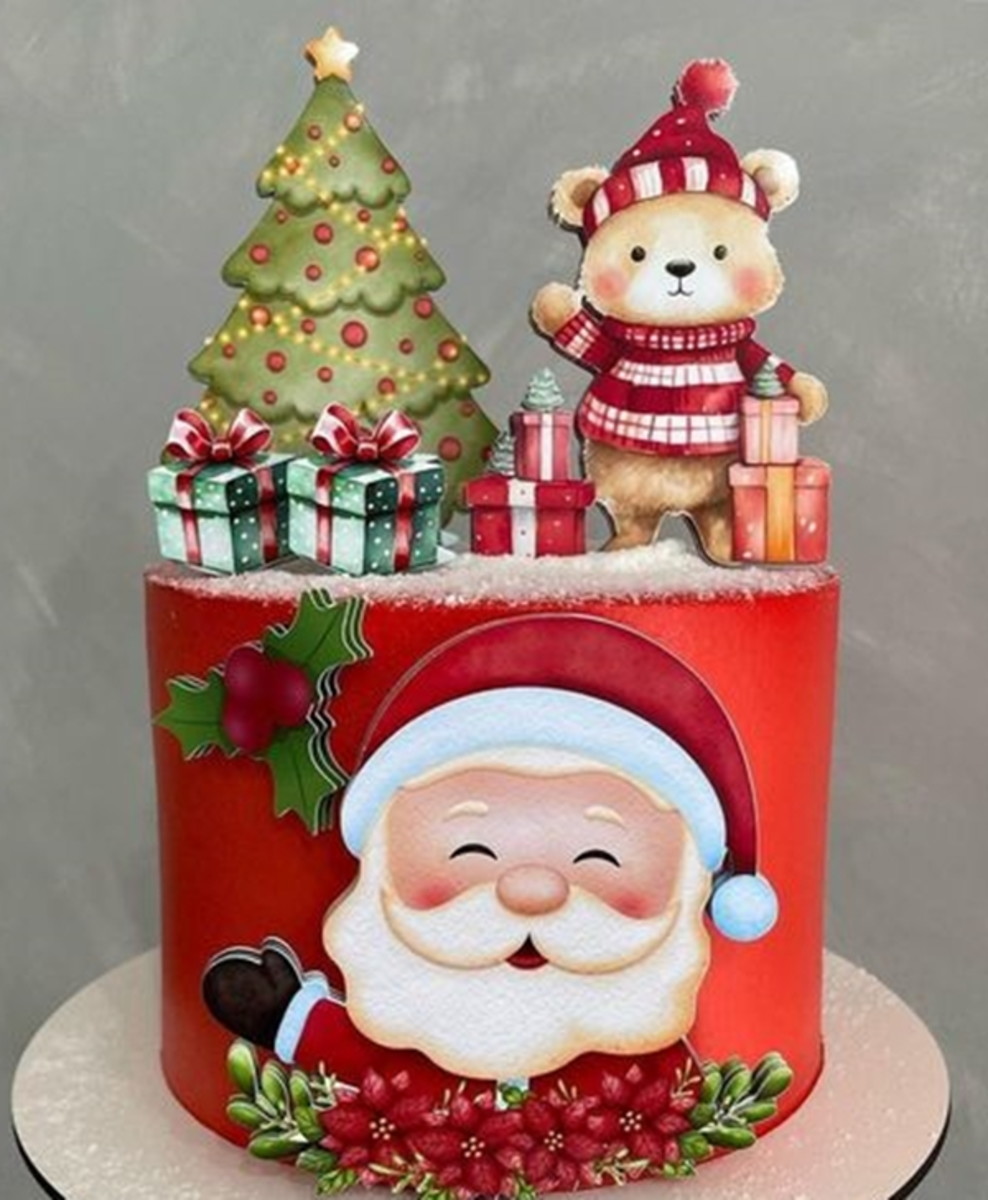 Arquivo de Corte Kit Topo de Bolo Natal Aquarelado