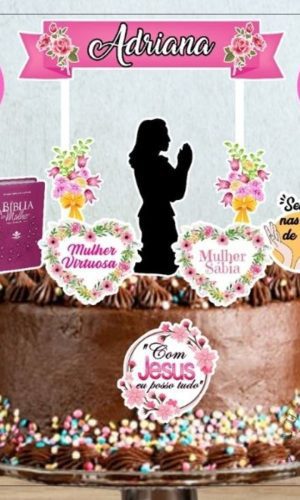 Arquivo de Corte p/ Silhouette Topo de Bolo Mulher Cristã