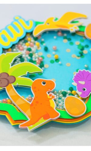 Arquivo de Corte Shaker Topo de Bolo Dinossauros