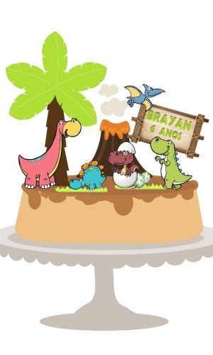 Arquivo de Corte Silhouette Dinossauro - Topo para Bolo