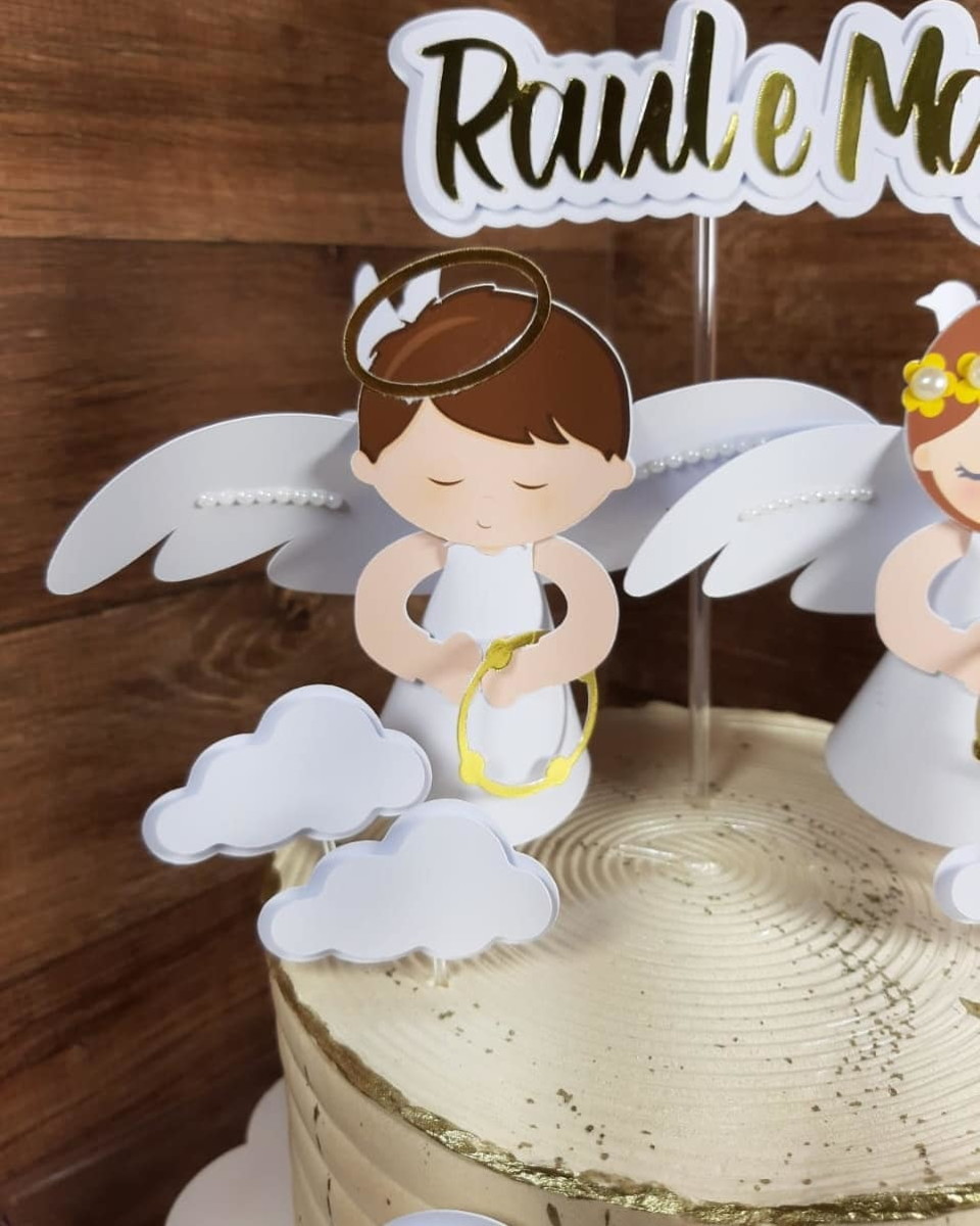 Arquivo de corte silhouette topo de bolo batizado 3d luxo - Imagem 4