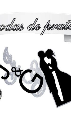 Arquivo de Corte Silhouette : Topo de Bolo Bodas de Prata.