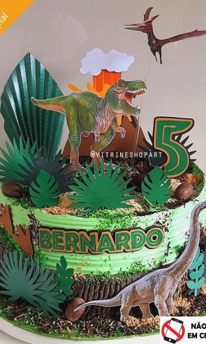 Arquivo de Corte Silhouette Topo de Bolo Dinossauro Jurassic