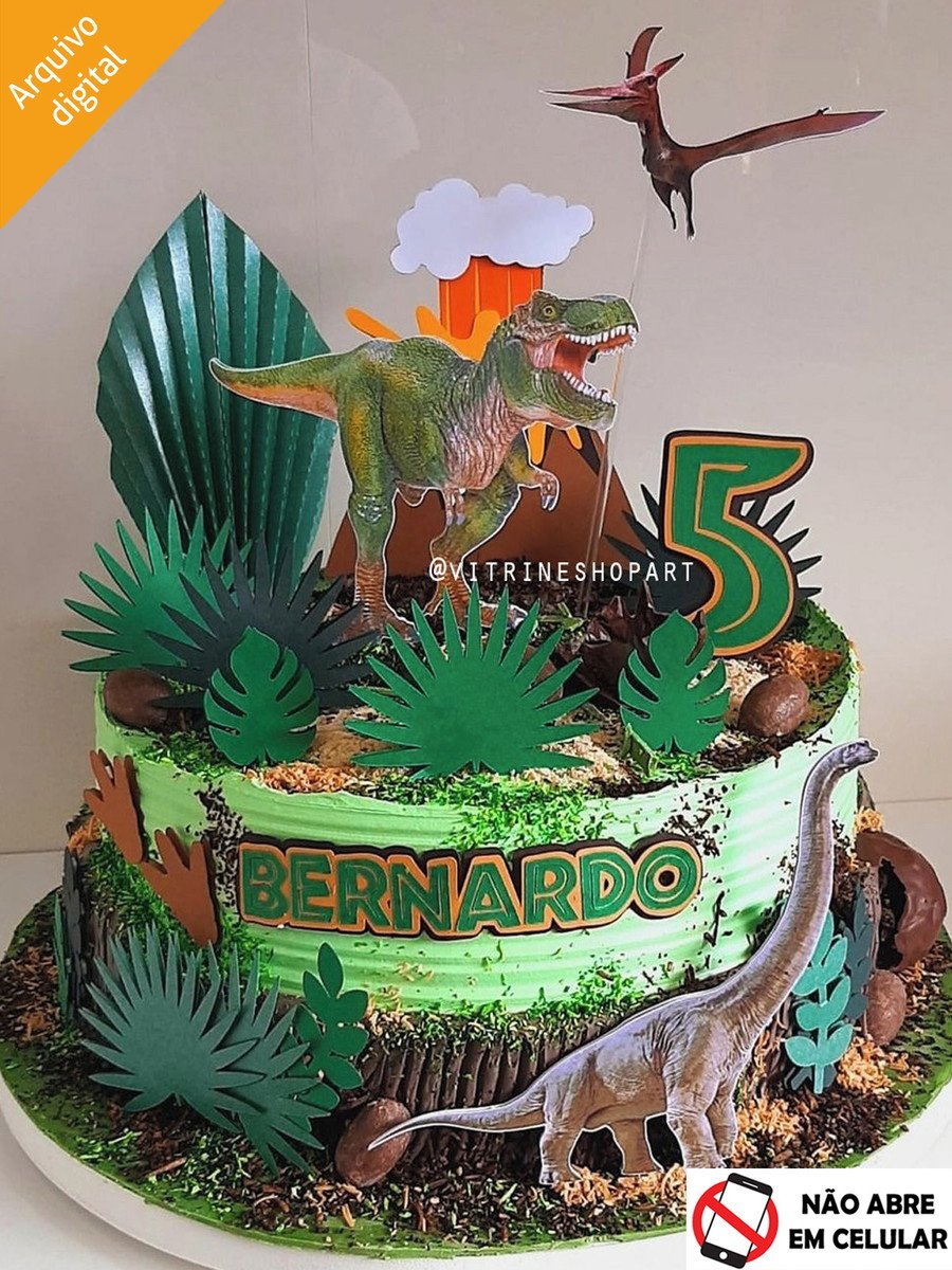 Arquivo de Corte Silhouette Topo de Bolo Dinossauro Jurassic