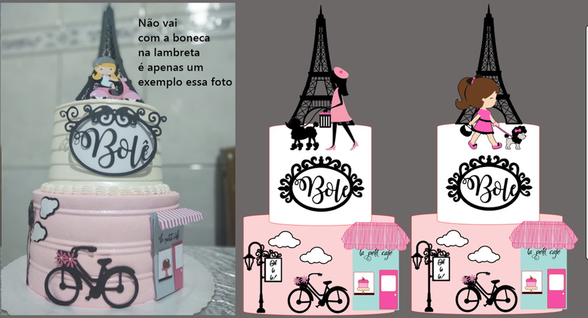 Arquivo de Corte - Topo de bolo Paris Camadas