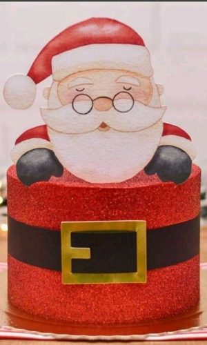 Arquivo de corte topo bolo papai noel aquarelado