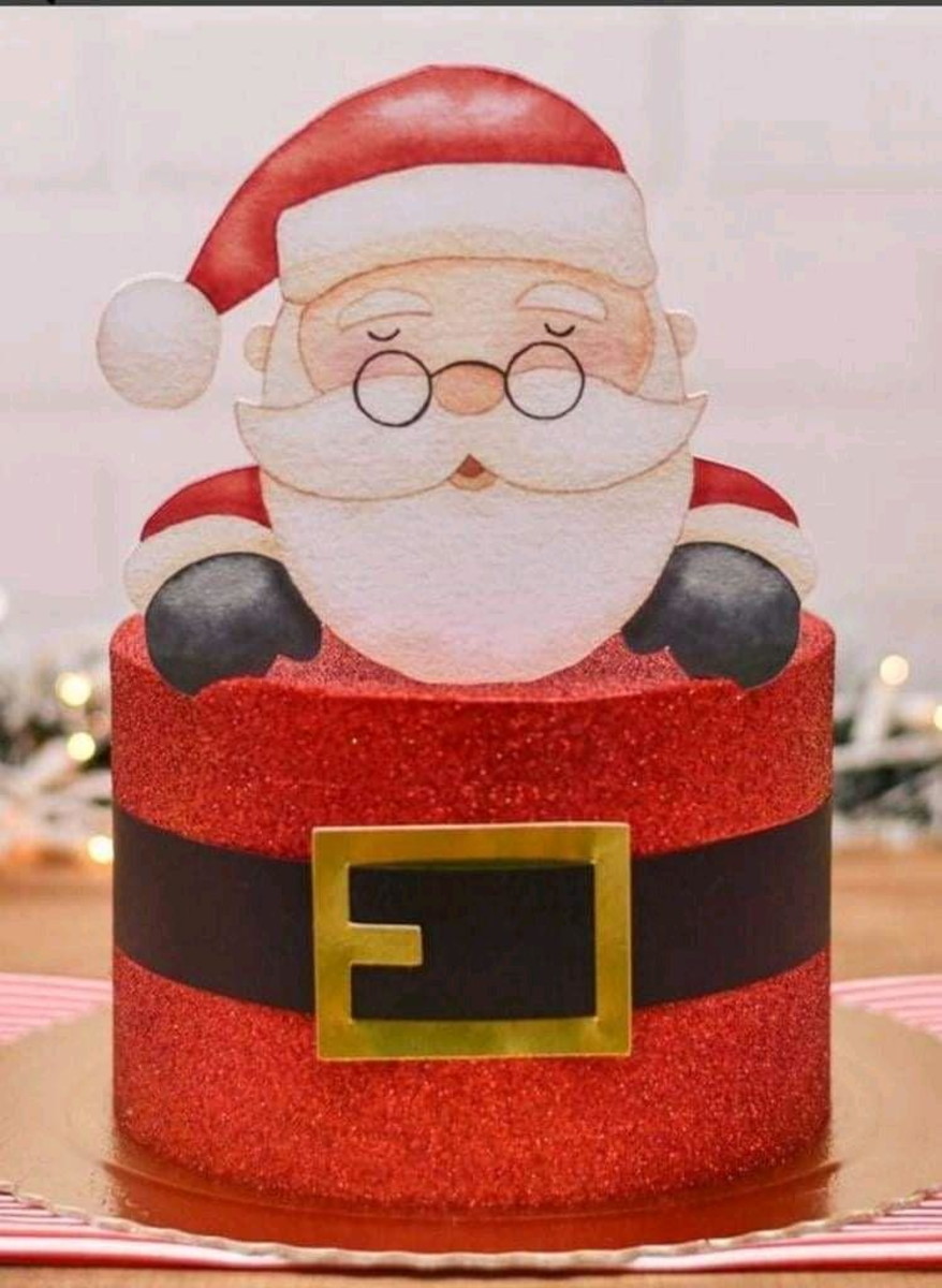 Arquivo de corte topo bolo papai noel aquarelado