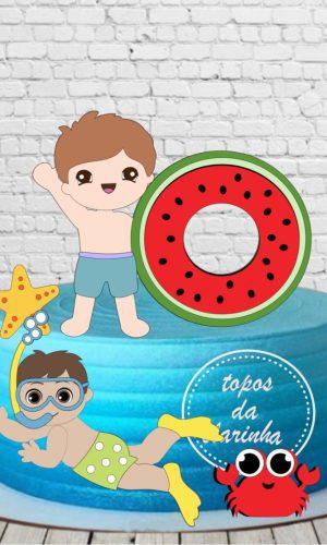 Arquivo de Corte Topo Bolo Pool Party Menino Camada