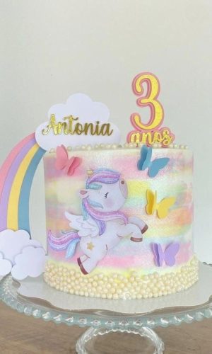 Arquivo de Corte Topo Bolo Unicornio Arco Iris Camadas