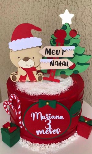 Arquivo de Corte Topo de Bolo 1° Natal Ursinho #16721