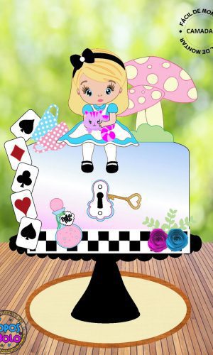 Arquivo de Corte Topo de Bolo Alice País das Maravilhas Cute