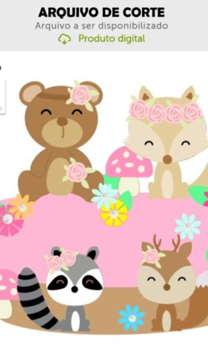 Arquivo de Corte Topo de Bolo Animais Bosque Camada
