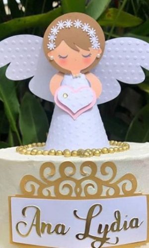 Arquivo de Corte Topo de Bolo Anjinha Batizado Studio #5718