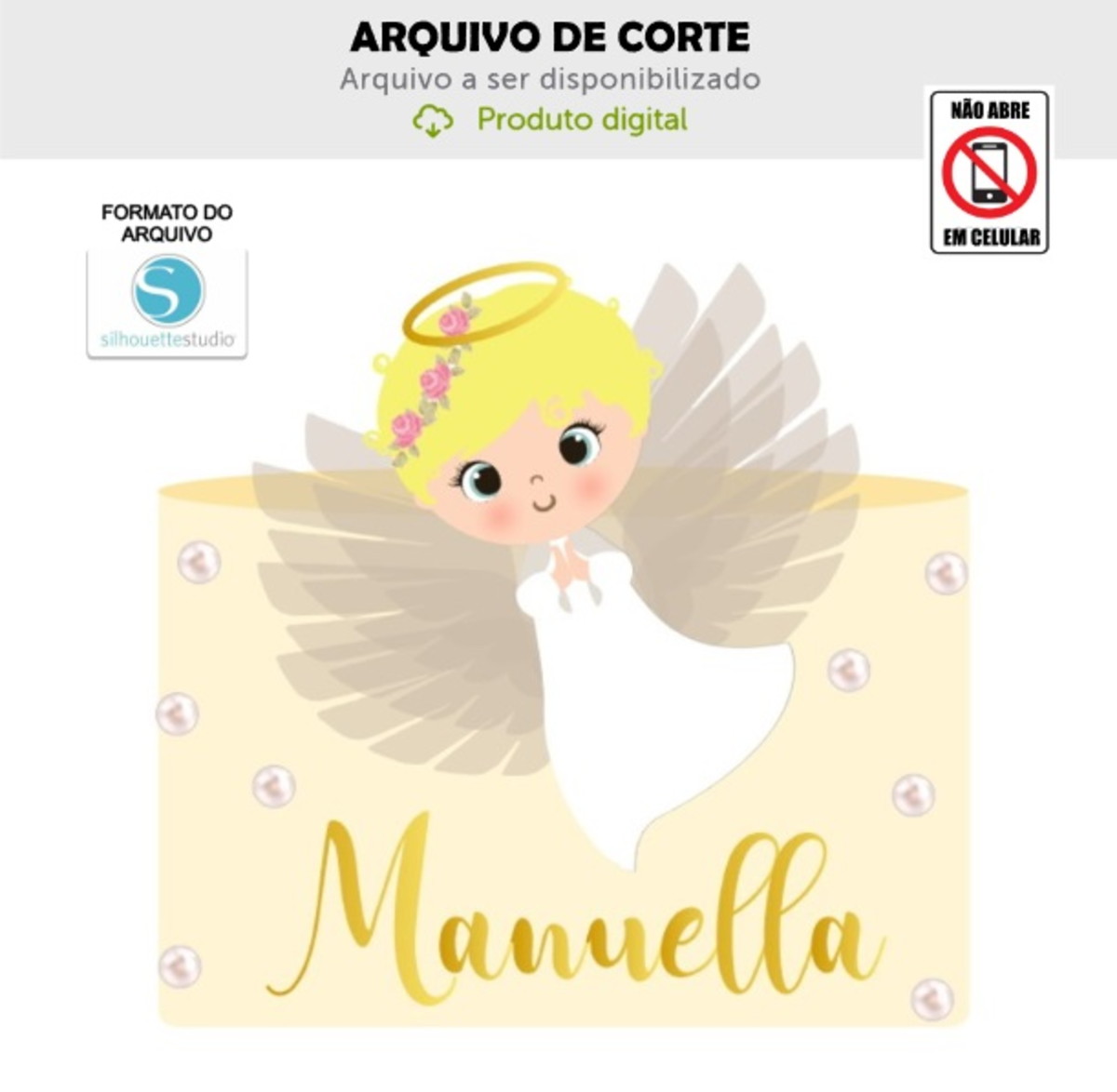 Arquivo de Corte Topo de Bolo Anjinha Menina