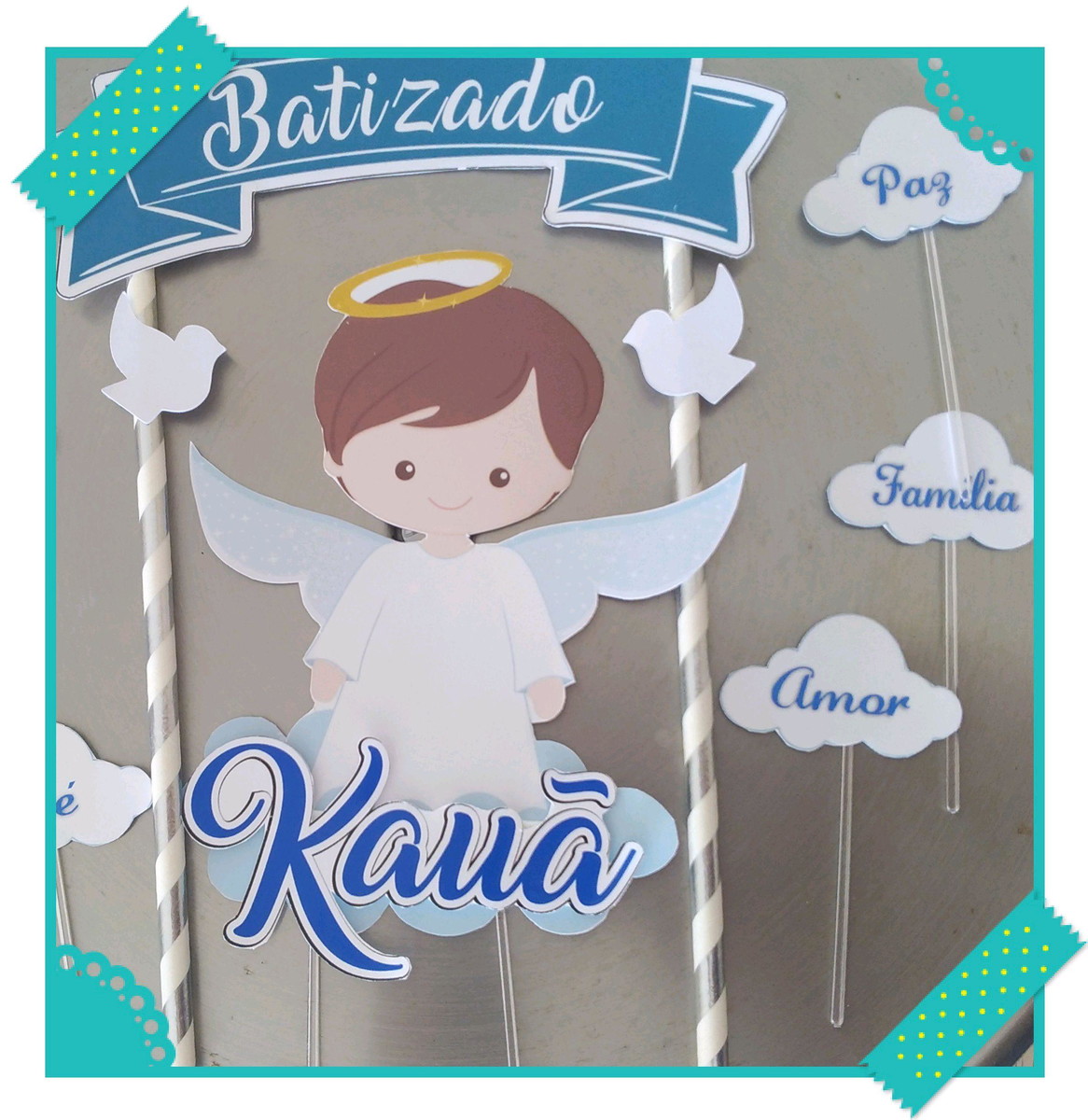 Arquivo de corte topo de bolo Anjinho menino/Batizado