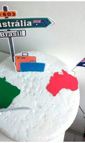 Arquivo de Corte Topo de bolo Austrália e Kit Viagem