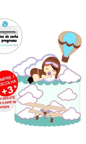 Arquivo de Corte Topo de Bolo Aviador Bebê